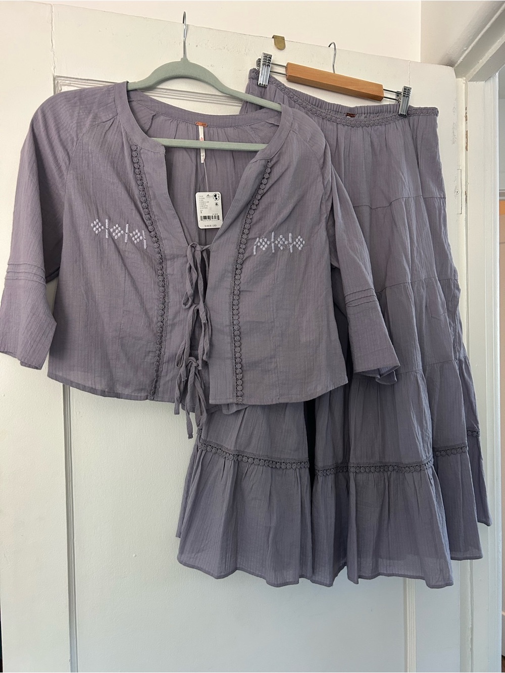 Free People NWT Lavender Two-Piece Boho Skirt Set